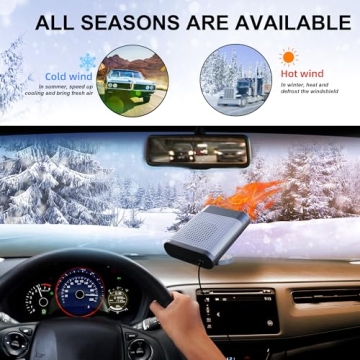Car Heater, 12v Plug-In Heater, Portable Car Heater, Windshield Defrost Defogger, 360 Degree Angle Adjustment, Dual Air Outlet Heater, Provides Warmth In Winter, Universal For Cars And Trucks