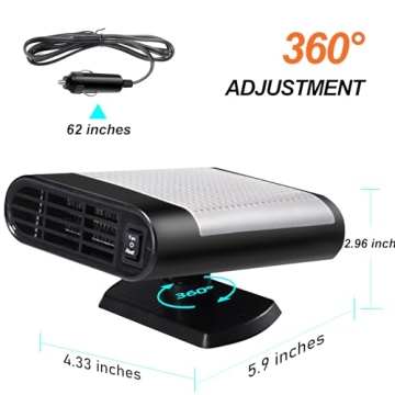 Car Heater, 12v Plug-In Heater, Portable Car Heater, Windshield Defrost Defogger, 360 Degree Angle Adjustment, Dual Air Outlet Heater, Provides Warmth In Winter, Universal For Cars And Trucks