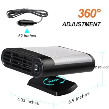 Car Heater, 12v Plug-In Heater, Portable Car Heater, Windshield Defrost Defogger, 360 Degree Angle Adjustment, Dual Air Outlet Heater, Provides Warmth In Winter, Universal For Cars And Trucks
