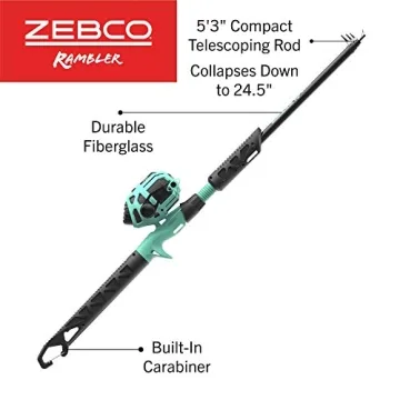Zebco Kids Rambler Telescopic Fishing Rod Combo - Lightweight & Portable