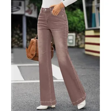 GRAPENT Women's Stylish High Waisted Wide Leg Jeans