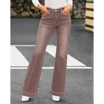 GRAPENT Women's Stylish High Waisted Wide Leg Jeans