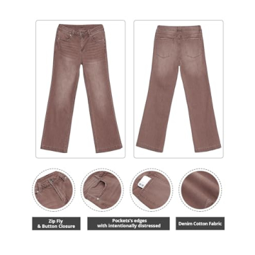 GRAPENT Women's Stylish High Waisted Wide Leg Jeans