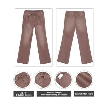 GRAPENT Women's Stylish High Waisted Wide Leg Jeans