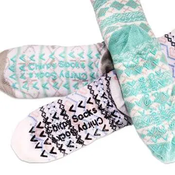 BambooMN Double Layer Extra Thick Plush Super Soft Warm Fuzzy Comfy Cozy Home Socks, 3 Pairs Assortment C