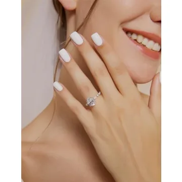 EAMTI 1.5 Carats Sterling Silver Engagement Ring