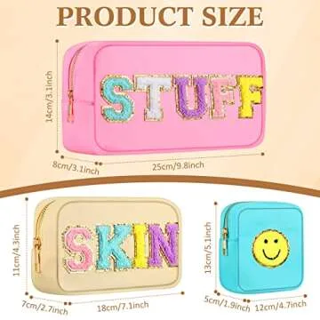Silkfly 3 Pcs Preppy Makeup Bags for Style & Organization