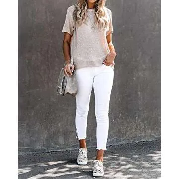 FERBIA Sheer Summer T Shirts for Women - Crochet Top