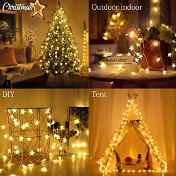 Mankinlu Star String Lights 50 LED 25 ft Waterproof Christmas Fairy Lights 8 Modes Star Twinkle Fair...