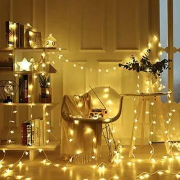 Mankinlu Star String Lights 50 LED 25 ft Waterproof Christmas Fairy Lights 8 Modes Star Twinkle Fairy Lights Battery Operated with Remote Control for Party Bedroom Kids Tent Christmas Decor Warm White