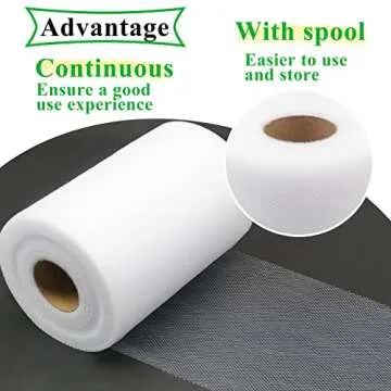 White Tulle Fabric Rolls 6 Inch by 100 Yards (300 feet) Fabric Spool Tulle Ribbon for DIY White Tutu Bow Baby Shower Birthday Party Wedding Decorations Christmas Gift Wrapping Craft Supplies