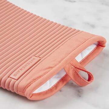 KitchenAid Ribbed Soft Silicone Oven Mitt 2-Pack Set, Bird of Paradise, 7.5"x13"