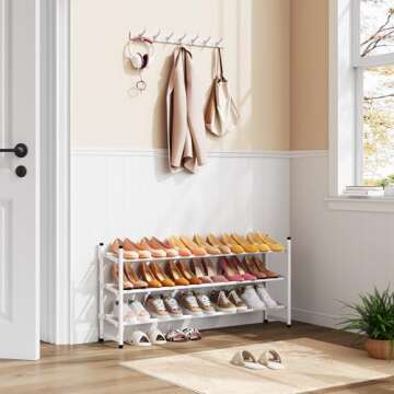 Tajsoon Expandable Shoe Rack for Closet 3 Tier, 28“-41“Adjustable & Stackable Shoe Shelf Storage...
