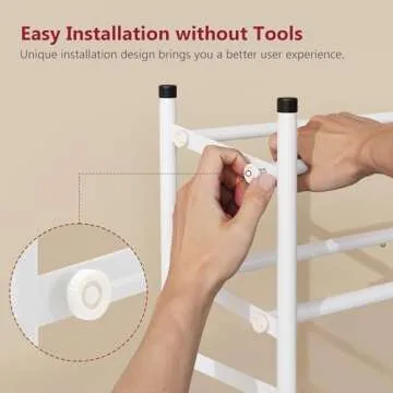 Tajsoon Expandable Shoe Rack for Closet 3 Tier, 28“-41“Adjustable & Stackable Shoe Shelf Storage, Metal Shoe Rack Organizer for Front Door Entrance, Closet, Garage, Entryway, White