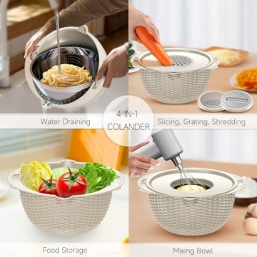 4-in-1 Kitchen Colander and Bowl Set for Easy Meal Prep