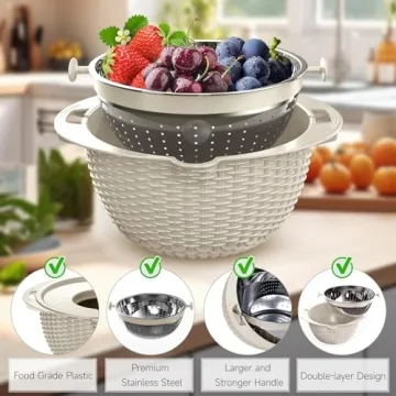 4-in-1 Kitchen Colander and Bowl Set for Easy Meal Prep