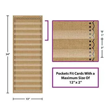 Burlap 14 Pocket Chart (13" x 34")