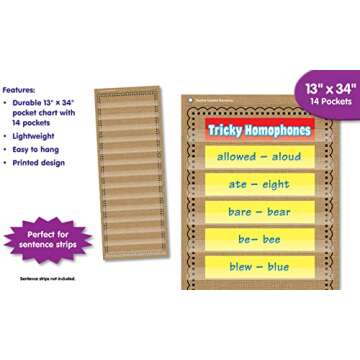 Burlap 14 Pocket Chart (13" x 34")