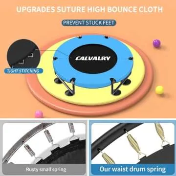 Trampoline for Kids, Upgrade Full Anti-Rust 440lbs Indoor Outdoor Toddler Trampoline with Net, 55" Adjustable Baby Toddler Trampoline Accessories with 8 Toys Dart Board (A-Blue, 55)