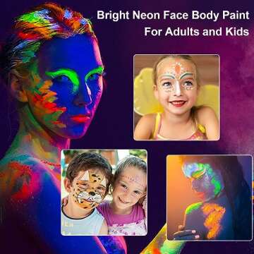 MEICOLY Neon Face Paint - UV Blacklight Glow Palette