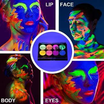MEICOLY Neon Face Paint - UV Blacklight Glow Palette