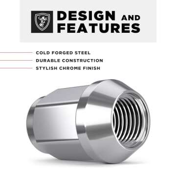 White Knight M12x1.50 Solid Piece Bulge Acorn Lug Nuts (NO Cap) for Select Aftermarket & Factory Wheels, EZ to Install, Durable Carbon Steel, Stylish Triple Layer Chrome Finish - 1907S-20AM (20 Pack)