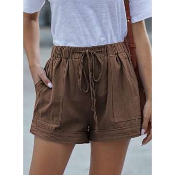 Dokotoo Womens Comfy Drawstring Casual Elastic Waist Pocketed Shorts