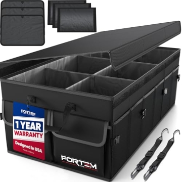 FORTEM Car Trunk Organizer, Collapsible Multi Compartment Car Organizer, Foldable SUV Storage for Ca...