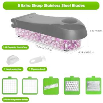 LHS Vegetable Chopper Slicer Veggie Chopper Dicer Cutter Multifunctional Food Chopper Onion Chopper Salad Potato Cutter Vegetable Chopper with Container (7 in 1,Grey)