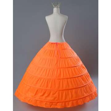 MISSYDRESS Full A-line 6 Hoops Floor-length Bridal Dress Gown Slip Petticoat Orange