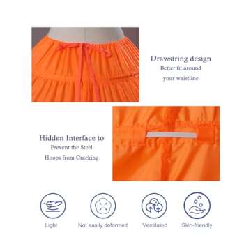 MISSYDRESS Full A-line 6 Hoops Floor-length Bridal Dress Gown Slip Petticoat Orange