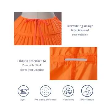 MISSYDRESS Full A-line 6 Hoops Floor-length Bridal Dress Gown Slip Petticoat Orange