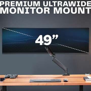 VIVO Premium Aluminum Heavy Duty Monitor Arm for Ultrawide Screens up to 49 inches and 33 lbs, Single Wall Mount, Pneumatic Height, Max VESA 100x100, Black, STAND-V101G1
