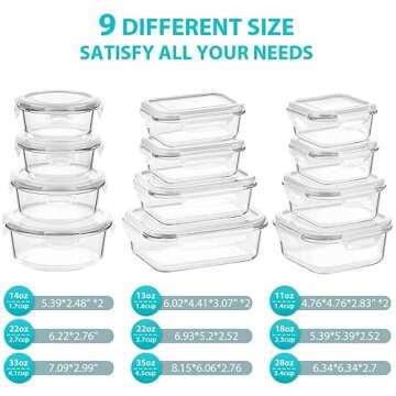 MUMUTOR Glass Food Storage Containers with Lids, [24 Piece] Glass Meal Prep Containers, Airtight Gla...
