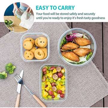 MUMUTOR Glass Food Storage Containers with Lids, [24 Piece] Glass Meal Prep Containers, Airtight Glass Bento Boxes, BPA Free & Leak Proof (12 lids & 12 Containers) - White