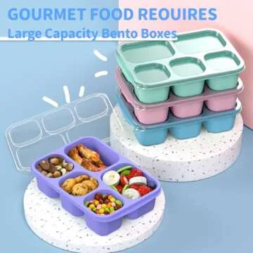 Bento Box Adult Lunch Box - 4 Pack, 5 - Compartment Meal Prep Container for Kids, Reusable Food Storage Snack Containers - Stackable for School, Work, and Travel (PP(Blue/Pink/Green/Purple))