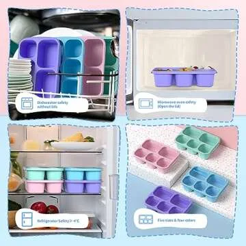 Bento Box Adult Lunch Box - 4 Pack, 5 - Compartment Meal Prep Container for Kids, Reusable Food Storage Snack Containers - Stackable for School, Work, and Travel (PP(Blue/Pink/Green/Purple))