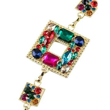 FAN&LOUIS Sparkly Gold Rhinestone Chain Belt for Women Ladies for Dresses Plus Size Bling Diamond Crystal Glitter Jeweled Metal Fashion Cute Belly Waist Chain Belt L 2XL