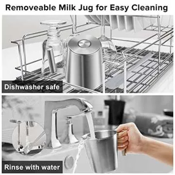 Secura Stainless Steel Detachable Milk Frother for Lattes