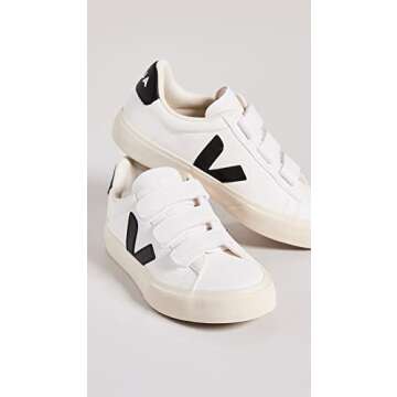 Veja Women's Recife Logo Sneakers, Extra White/Black, 8 Medium US