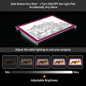 Light Pad Drawing A4 Tracing Light Table NXENTC LED Copy Board Ultra-Thin Display Pad Brightness Adjustable Stencil Artist Art Tracing Tatto Table Pink