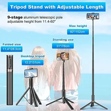 60-Inch Lightweight Selfie Stick Tripod by TONEOF