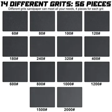 56-Sheet Wet Dry Sandpaper Set for All Your Needs