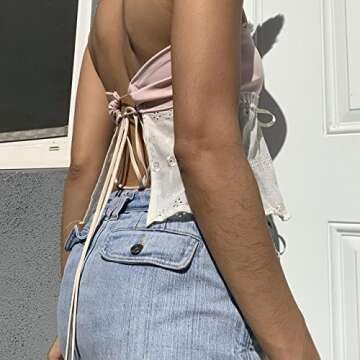 Y2k Fashion Tube Tops for Women Fairy Grunge Boho Bandeau Top Strapless Sexy Sheer Lace Tank 2000s C...