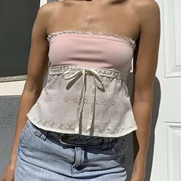 Stylish Y2K Fashion Tube Top Women Lace Bandeau 2000s Style