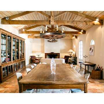 AIVENGO Wood Wheel Chandelier - Rustic Farmhouse Decor