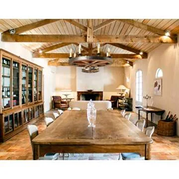 AIVENGO Wood Wheel Chandelier - Rustic Farmhouse Decor