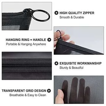 Aosbos 3-Packs Mesh Makeup Bag Set for Travel