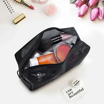 Aosbos 3-Packs Mesh Makeup Bag Set for Travel