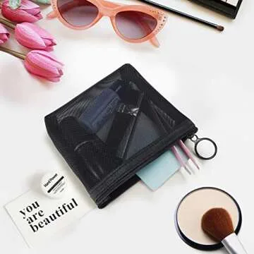 Aosbos 3-Packs Mesh Makeup Bag Set for Travel